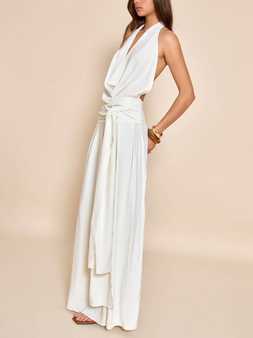 Urban Elegance Wide-Leg Halter Jumpsuit - Image 2