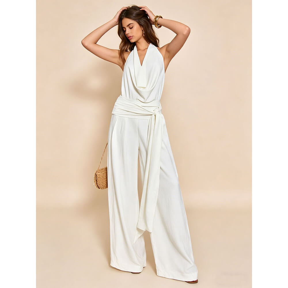 Urban Elegance Wide-Leg Halter Jumpsuit