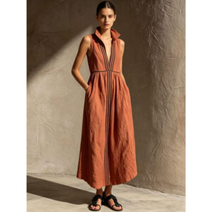 Sovereign High-Collar Midi Dress